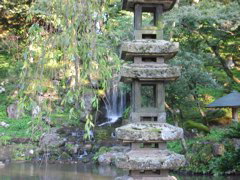 Lantern with trees behind